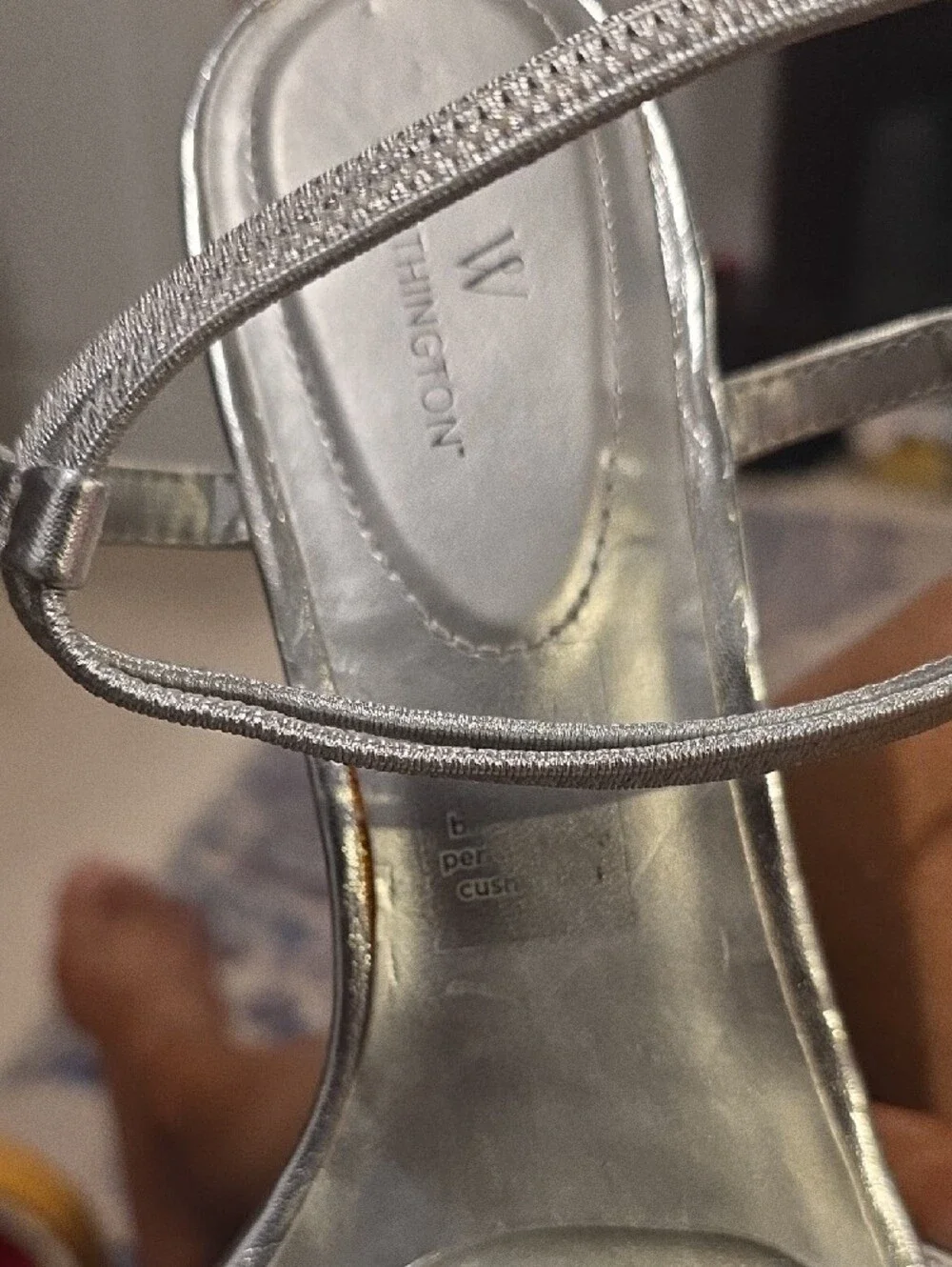 Worthington Silver Glitter Strappy Wedge Sandals